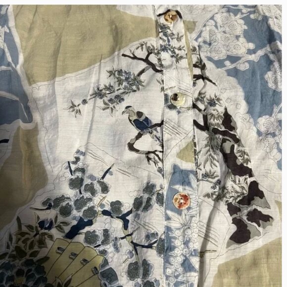 Citron of Santa Monica Asian Print Bamboo Blend Button Down Long Tunic Sz L - Picture 11 of 15